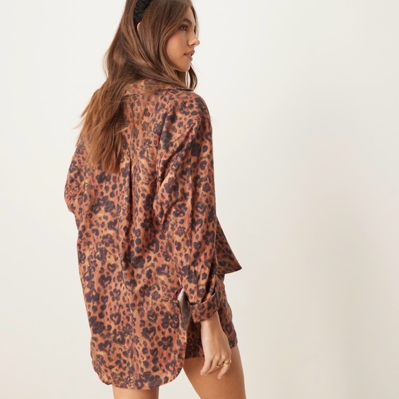 Free People Early Morning Leopard Cotton Sleep Set NWT XL Pajama Lounge - Picture 2 of 10